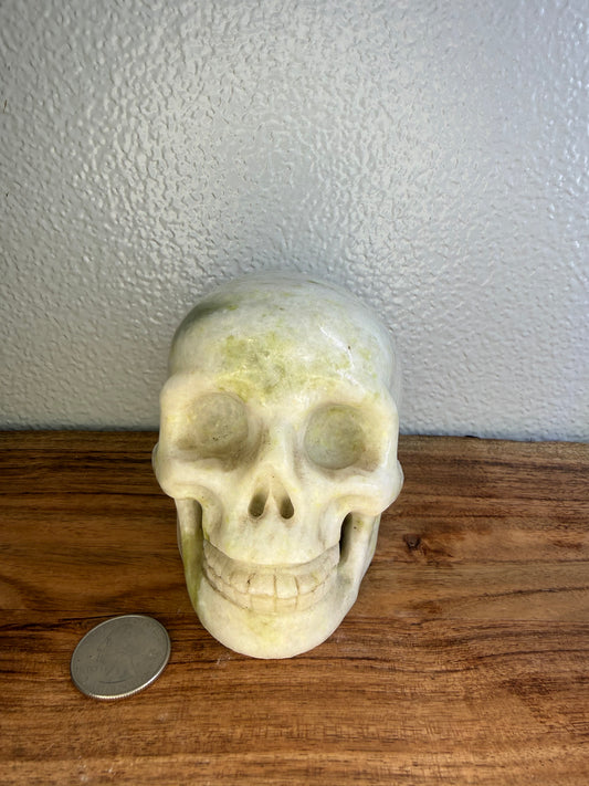 Hand carved Serpentine Jade Skull
