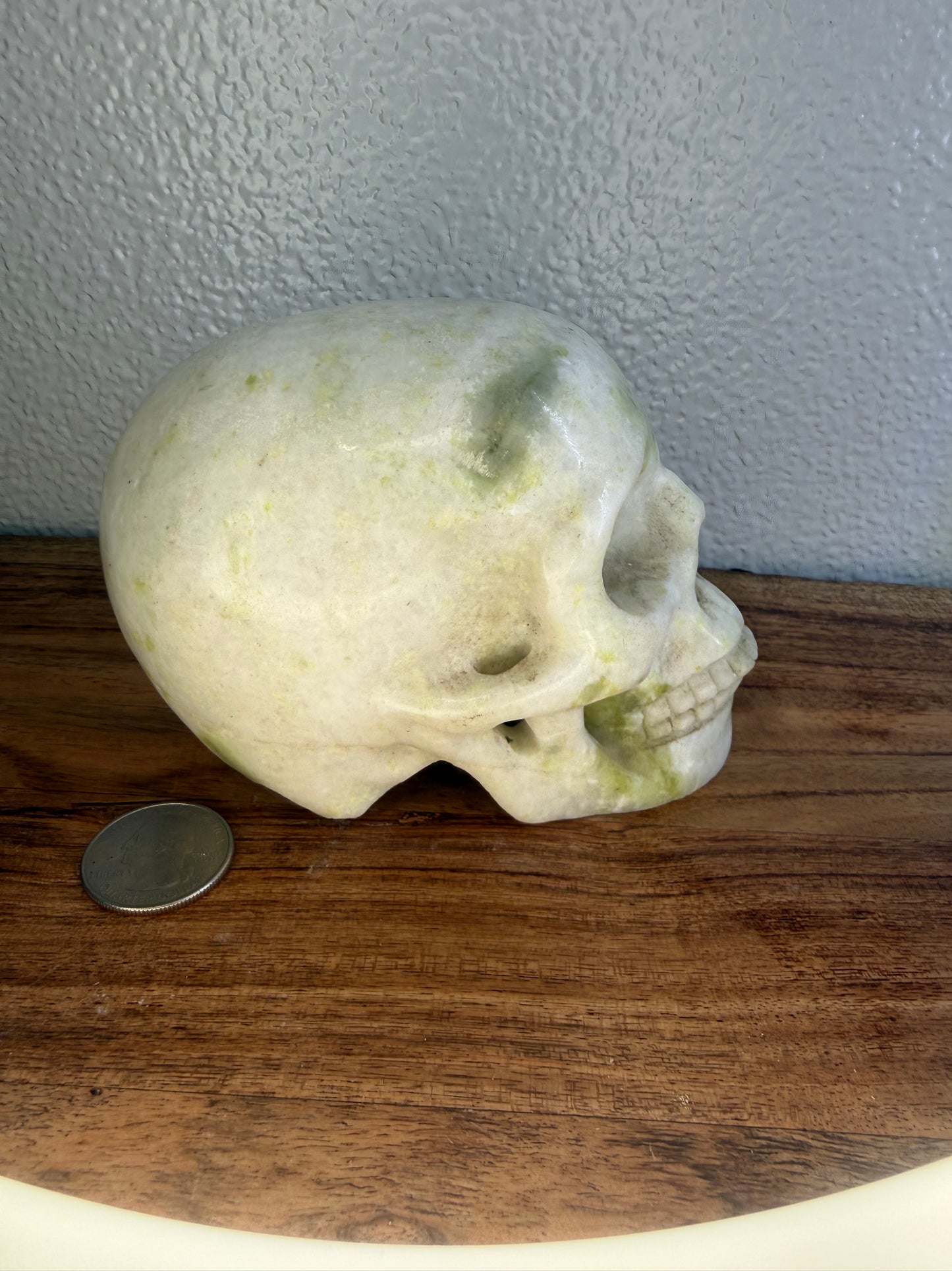 Hand carved Serpentine Jade Skull