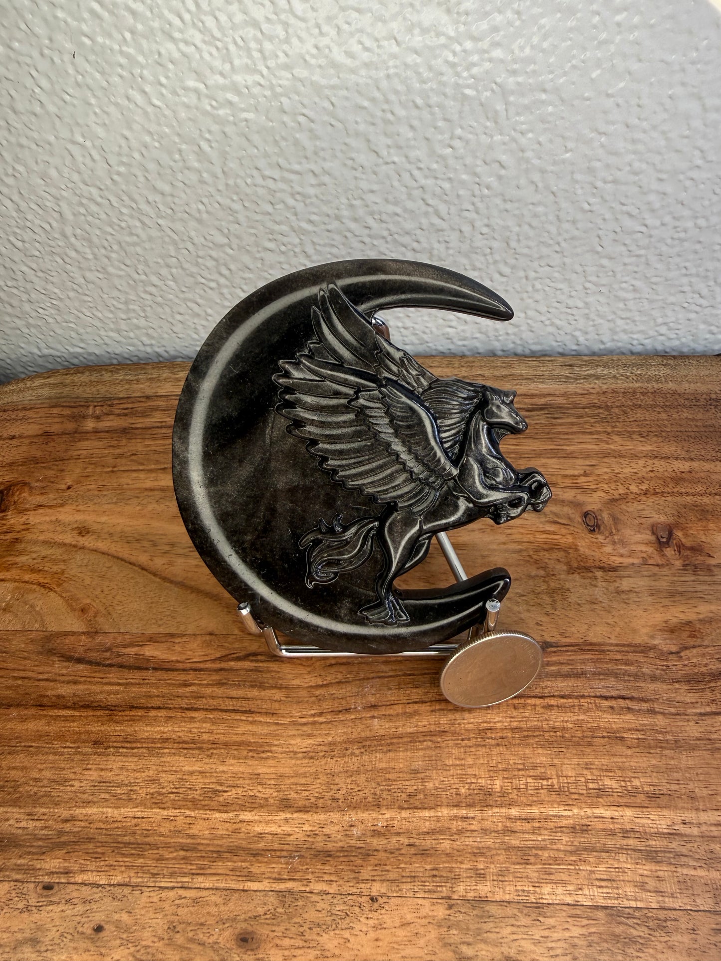 Black Obsidian Unicorn on Moon