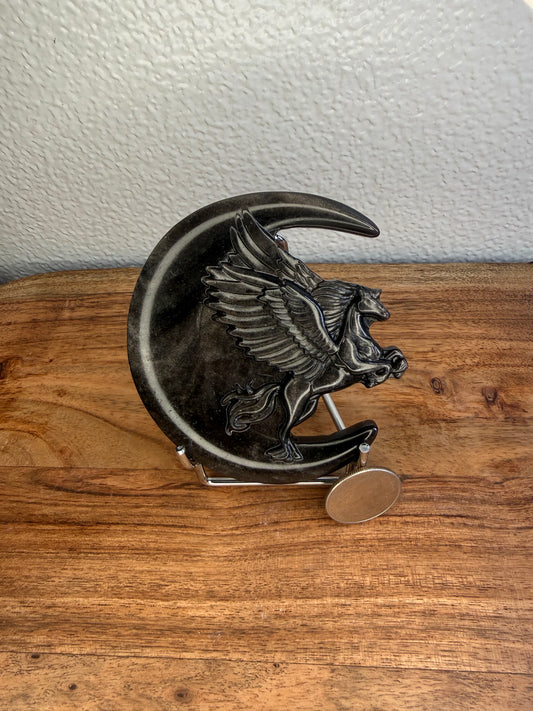 Black Obsidian Unicorn on Moon