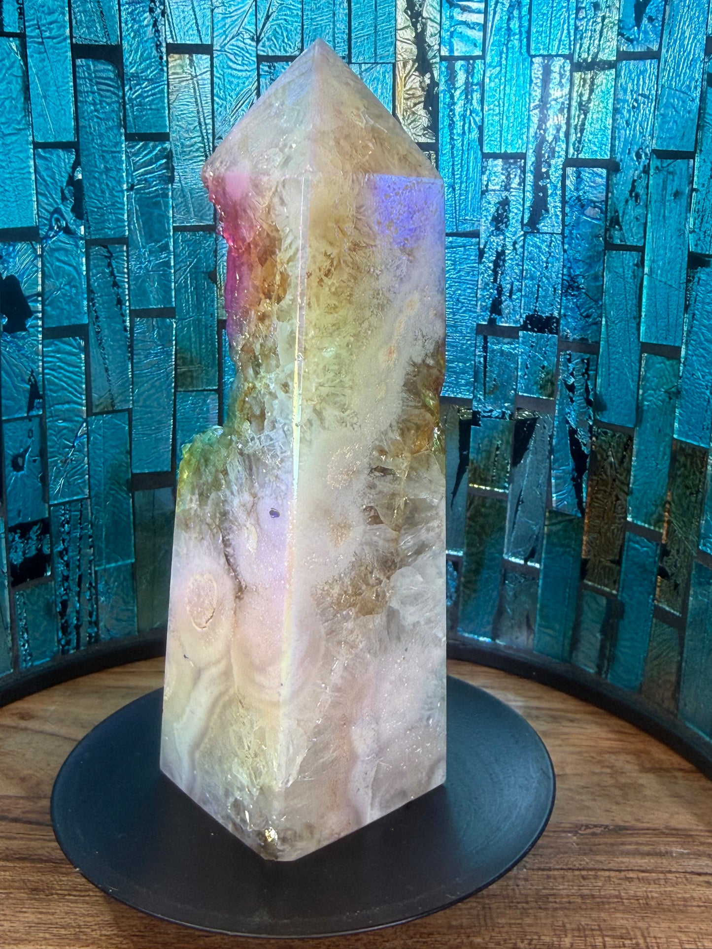 Aura Druzy Pink Amethyst Tower