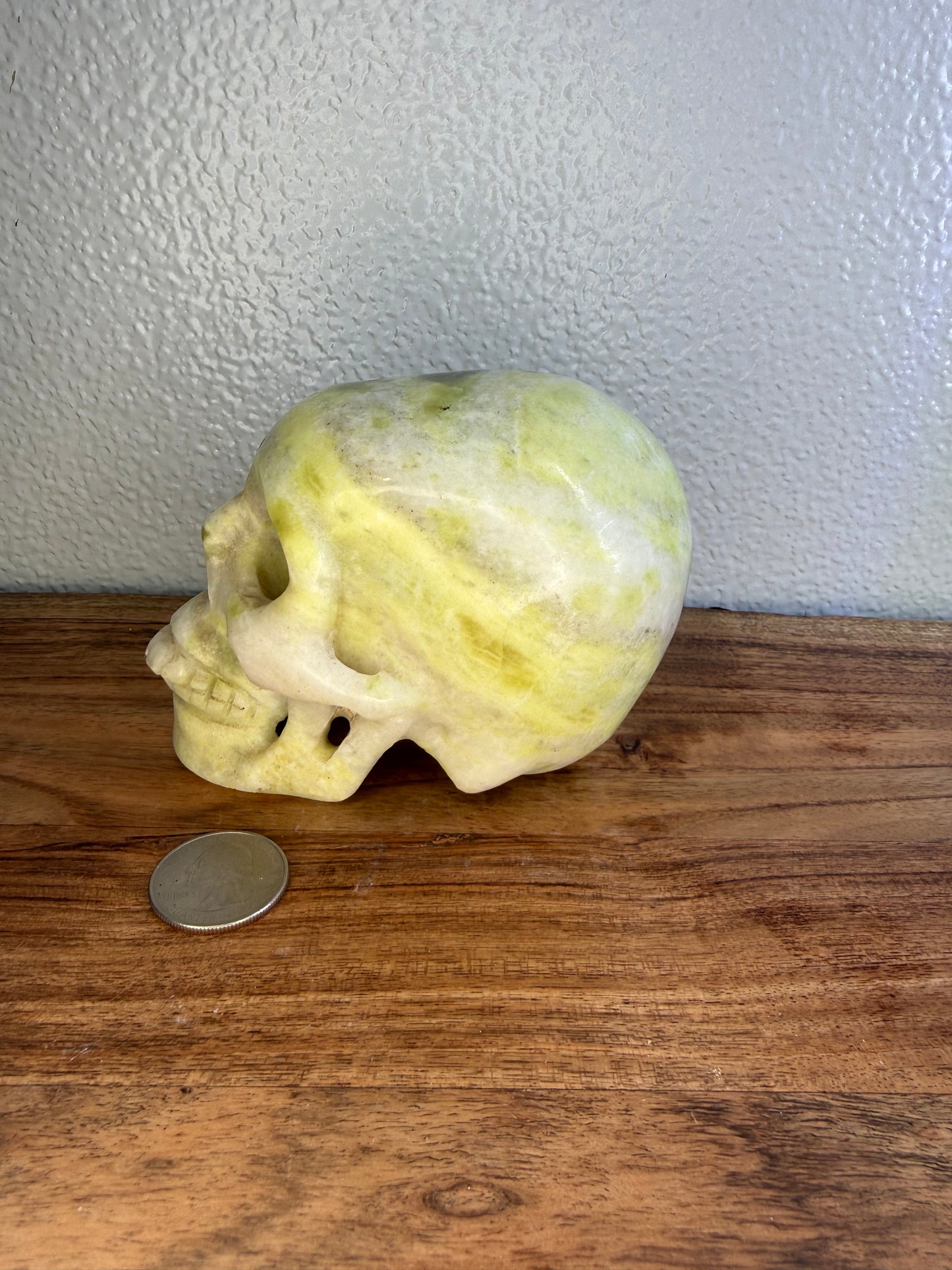 Hand Carved Green Serpentine Jade Skull
