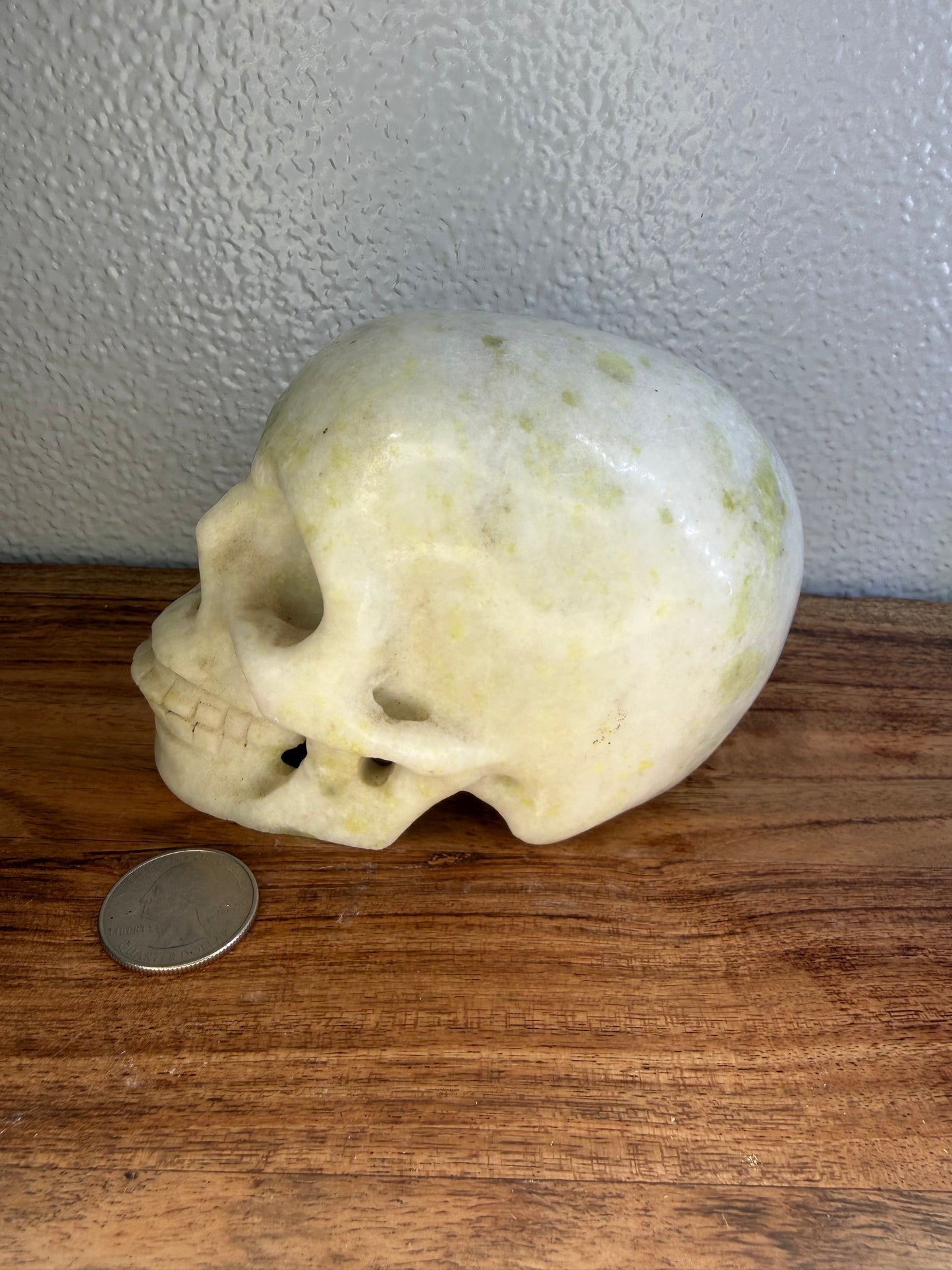 Hand carved Serpentine Jade Skull